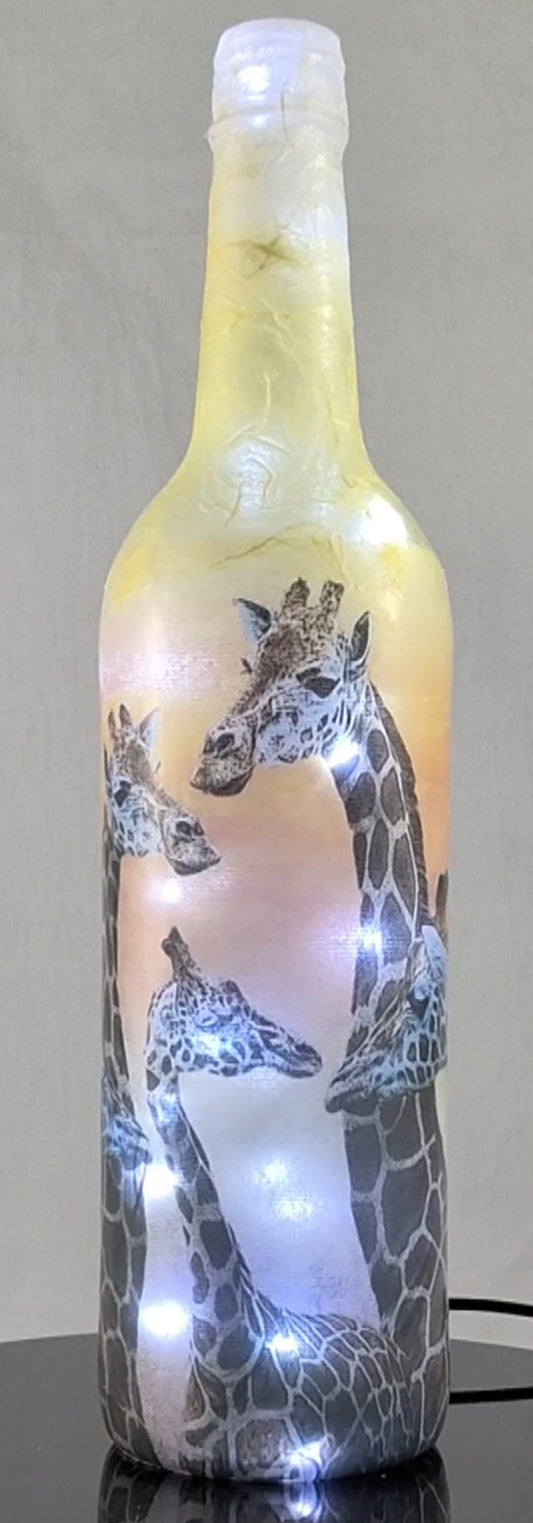 African Sunset Giraffe Family - Hand Made Lamp